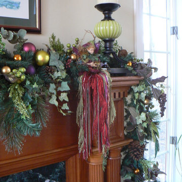Holiday decor on the fireplace