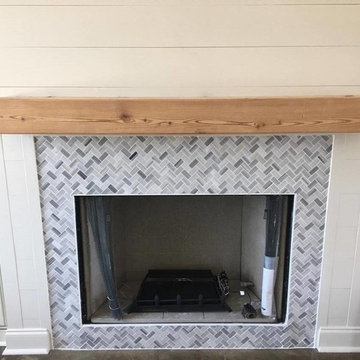 Hollow Box Beams and Mantel Compliment Transitional Home