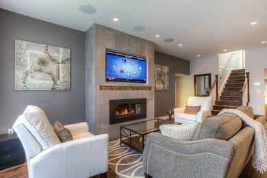 Example of a transitional living room design in Vancouver