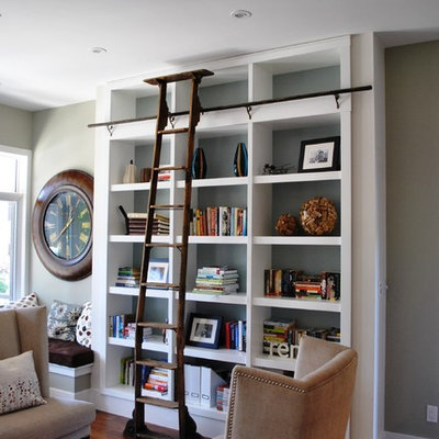 Example of a trendy living room library design in Ottawa