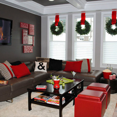 Trendy living room photo in Edmonton