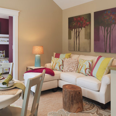 Trendy living room photo in Other with beige walls