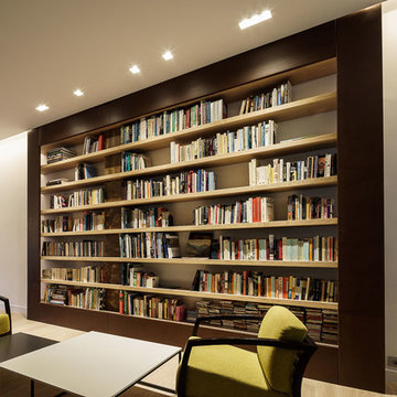 House renovation for a five member family, Library living room