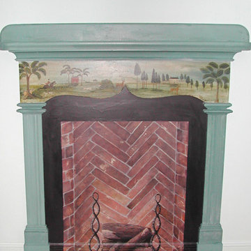 Housefox Design - hand painted faux fireplace.