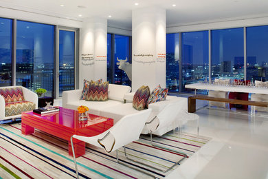 Trendy living room photo in New York