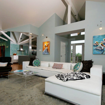 Hurricane-Resistant Home on Pilings (Stilt House) - Living Room & Entry (Foyer)