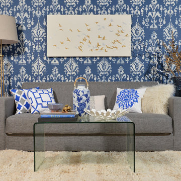 Ikat Samarkand Stenciled Living Room