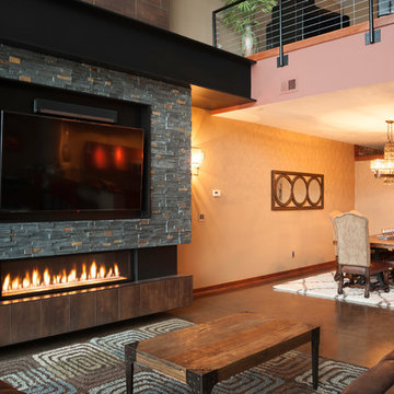 Industrial Downtown Condo Fireplace
