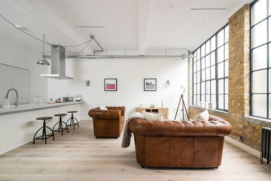 Inspiration for an industrial living room in London.