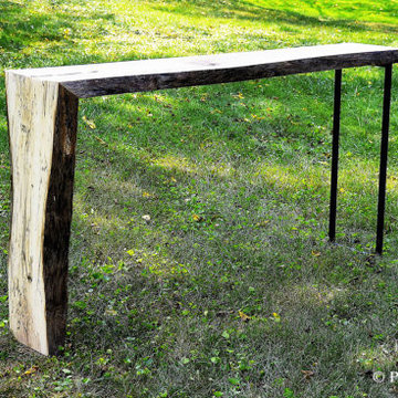 Industrial Rustic Live Edge Console Table with Waterfall Feature