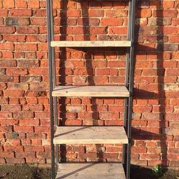 Industrial Style Reclaimed Wood Ladder Shelving Unit