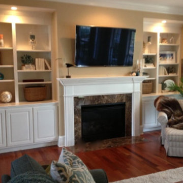 Interior Design - Living Room with Fireplace & Built-In Shelving