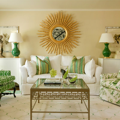 Mid-sized elegant formal and open concept living room photo in Little Rock with beige walls, no fireplace and no tv