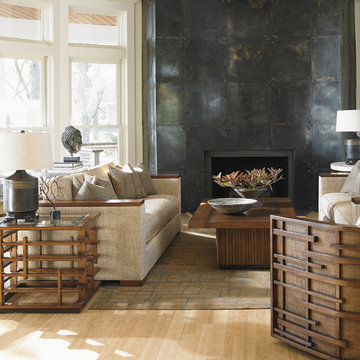 Island Fusion Contemporary Living Room with Pan-Asian Influence