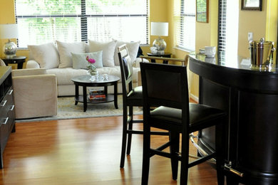 Example of a transitional living room design in Miami