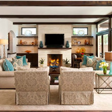 built ins by fireplace living room