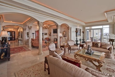 Living room - large mediterranean living room idea in Miami