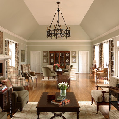 Inspiration for a huge timeless living room remodel in Atlanta with beige walls