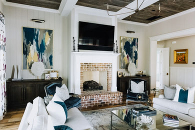 Inspiration for a transitional family room remodel in Other
