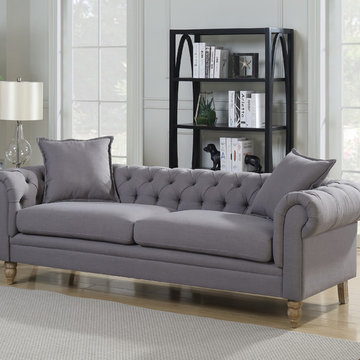 Juliet Collection Contemporary Button Tufted Living Room Chesterfield Sofa