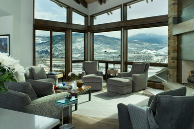 This is an example of a contemporary living room in Denver.