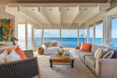 Example of a beach style living room design in Vancouver