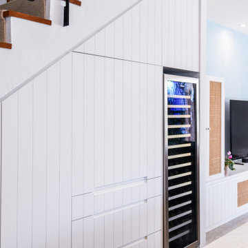 V-groove white Integrated pantry and fridge