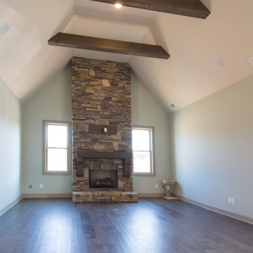 Keeping Room Stacked Stone Fireplace