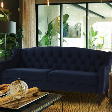Ken Upholstered Sofa, Dark Navy Blue