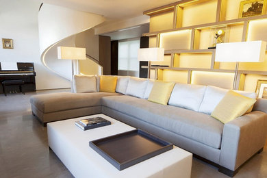 This is an example of a medium sized contemporary living room in London.