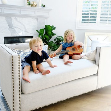 Kid Friendly Custom White Daybed w/ Nailheads | The Sofa Company