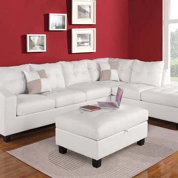 Kiva Reversible Bonded Leather Sectional Sofa, White