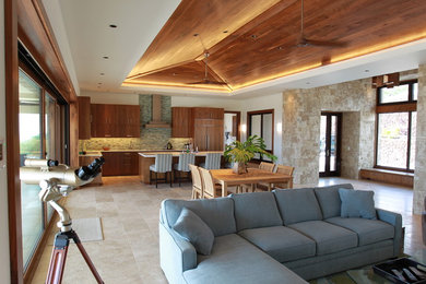 Example of a trendy living room design in Hawaii