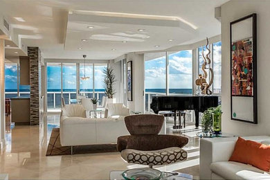 Example of a trendy living room design in Miami