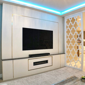 Lacquered Wooden Room Dividers and TV Media Stand