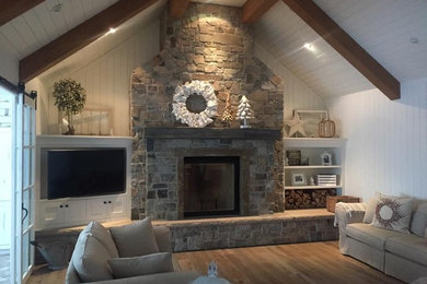Inspiration for a coastal living room remodel in Calgary