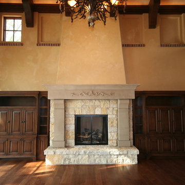 Lannon buff hearth with Indiana Limestone buff carved detail