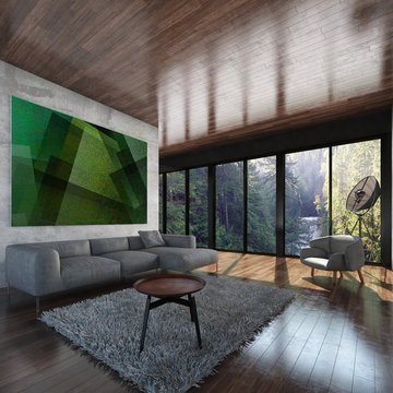 Large Green Geometric Abstract Art