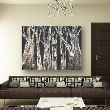 Large wall art on canvas in modern contemporary living room