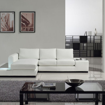 Leather Modern White Leather Compact Sectional Sofa