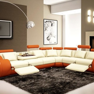 Leather Sectional Sofas with Adjustable Headrests