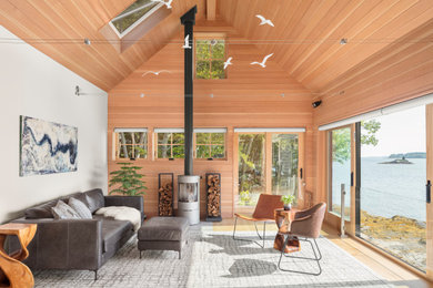 Living room - coastal living room idea in Portland Maine