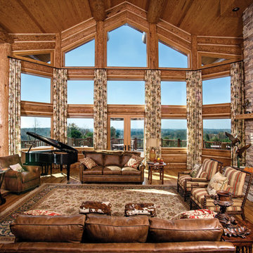 LEED Gold Handcrafted Log Home: The Norwood Residence - Great Room