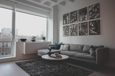 Trendy living room photo in New York
