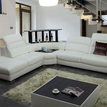 Light Gray Italian Leather Sectional Sofa