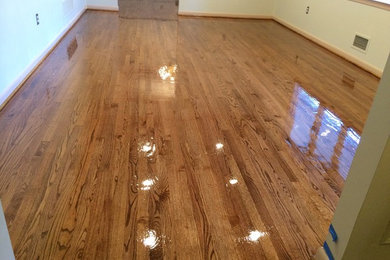 Inspiration for a transitional medium tone wood floor and brown floor living room remodel in Baltimore