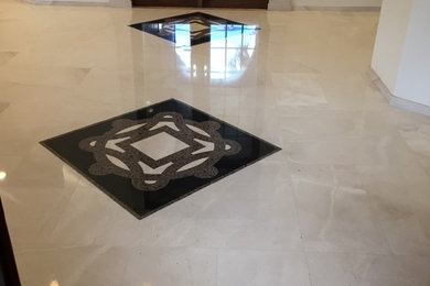 Limestone floor beautifully polished
