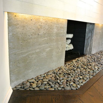 Limestone Tile Fireplace