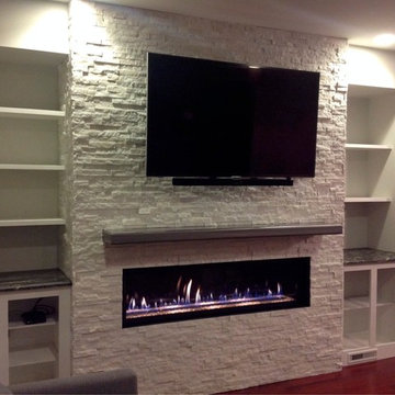 Linear Fireplace With Stone - Pittsburgh, PA