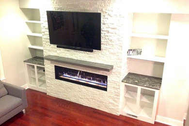 Linear Fireplace With Stone - Pittsburgh, PA
